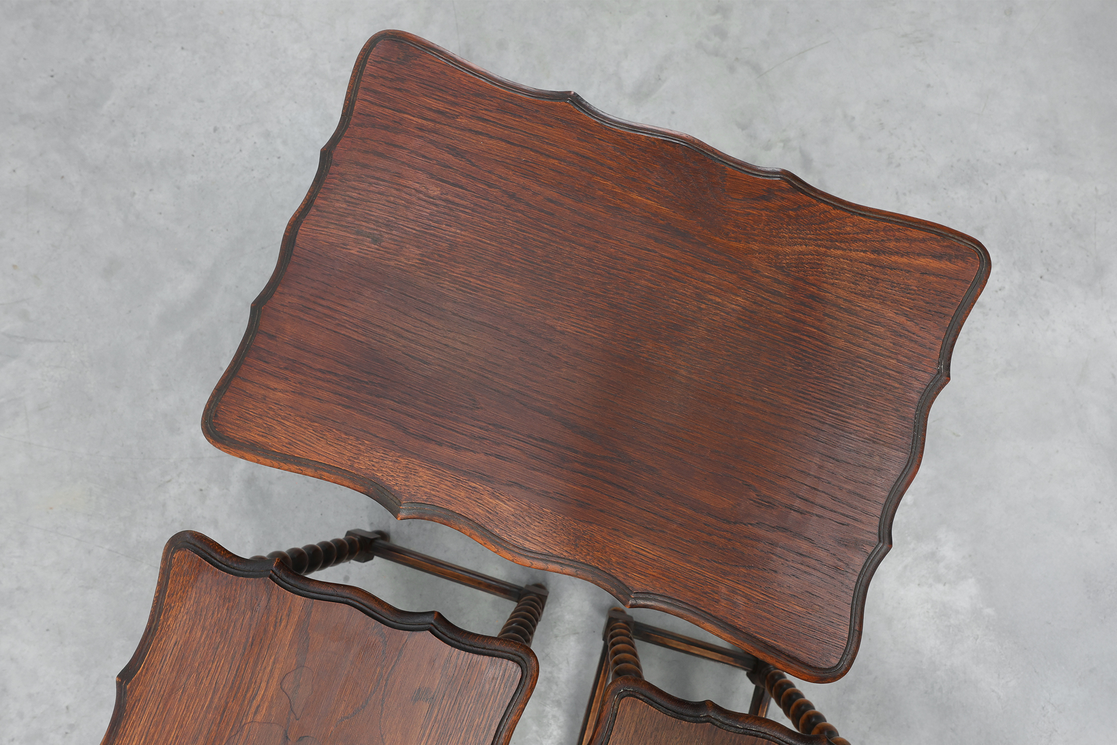 Set of Three Oak Barley Twist Nesting Tables, England, circa 1900thumbnail